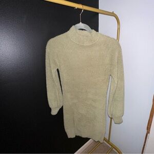 Fuzzy Green Cashmere Blend Mini Dress